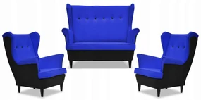 Zestaw wypoczynkowy ARI DUO sofa fotele Family Meble czarno - niebieski