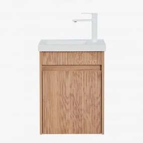 Zestaw Wiszących Mebli Łazienkowych Zintegrowany Z Umywalką Narek Popielaty Brąz & Bezlusterkowiec & Biała - Sklum