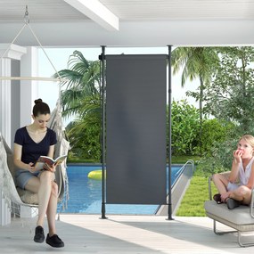 Outsunny Wolnostojąca Markiza, Długość Regulowana, Montaż bez Wiercenia, Rama z Aluminium, 1,2 x 2,2-3,1 m, Ciemnoszary