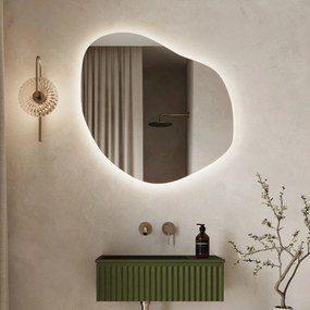 Lustro o nieregularnym kształcie oszlifowane podświetlane MERINGO LED | Różne rozmiary | Różne kolory szkła : Kolor tafli szkła - Brąz, Rozmiar - 90 x 72 cm