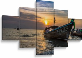 Obraz statku na brzegu (125x70 cm)