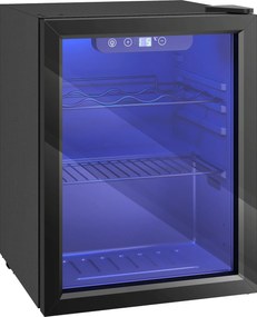 HOMCOM Chłodziarka do wina na 16 butelek, 48 L pojemności, temperatura 4–16°C, podblatowa lodówka na napoje i piwo, z szklanymi drzwiami i LED światłem | Aosom PL