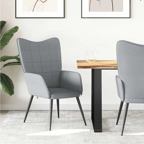 Fotel Relaksacyjny w Jasnoszarym Materiale z Ramą ze Stali