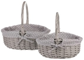 Zestaw koszyków wiklinowych z tkaniną Szara kropka, 2 szt., 2 rozmiary, 31 x 28 x 26 cm