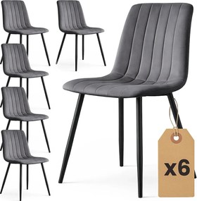 Zestaw 6 grafitowych krzeseł pikowanych A6-L73