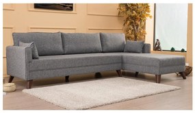 Narożnik w kształcie litery L KORFU, prawy, szary