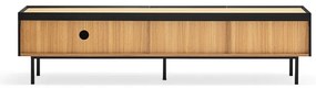Czarno-naturalna szafka pod TV w dekorze dębu 180x45 cm Arista – Teulat