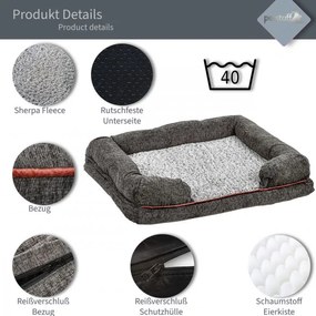 Legowisko dla psa rozmiar L, ciemnoszare, 106 x 80 x 18 cm