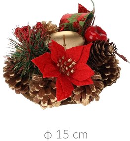 Świecznik z szyszek, świąteczna dekoracja, 15 cm