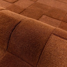 Wełniany dywan tkany ręcznie w kolorze terakoty 200x290 cm Checkerboard – Flair Rugs