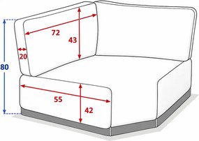 Luksusowy zestaw narożnikowy aluminiowy dla 5 osób ELYSIUM (beżowy)