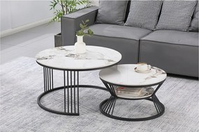 Zestaw 2 ceramicznych stolików kawowych "Ombre" – 70 x 70 x 45 cm – biały