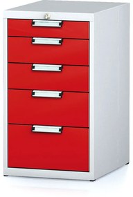 Kontenerek warsztatowy na narzędzia MECHANIC, 5 szuflad, 480 x 600 x 840 mm, czerwone drzwi