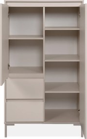 Beżowa komoda wysoka Korsika 81 cm, z szafkami i szufladami
