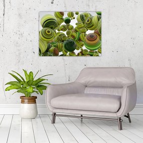 Obraz na szkle pasiastych kulek (70x50 cm)