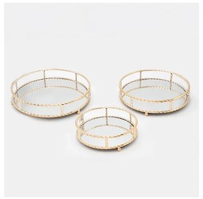 ZESTAW 3x Taca dekoracyjna śr. 27/33/37 cm złota