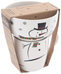 Biały porcelanowy zestaw kubka i miski ze świątecznym motywem 2 szt. 350 ml – Orion
