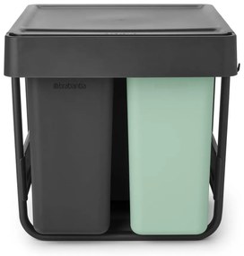 Miętowo-ciemnoszary plastikowy kosz na śmieci do segregacji odpadów do zabudowy 40 l Sort&amp;Go – Brabantia