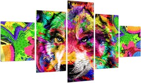 Obraz - Wilk z graffiti (125x70 cm)