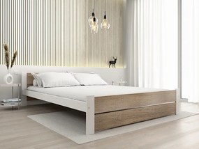 Łóżko IKAROS DOUBLE 120 x 200 cm, biały/dąb sonoma Stelaż: Ze stelażem listwowym elastycznym, Materac: Bez materaca
