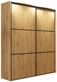 Szafa przesuwna dąb artisan + czarne szprosy - Estori 2X