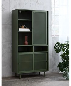 Ciemnozielona metalowa szafka z drzwiami przesuwnymi 90x180x40 cm Veep – Unique Furniture