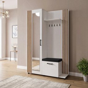 Masseno Garderoba ARMADIO 137/207/42 cm do Przedpokoju Nowoczesna Biała