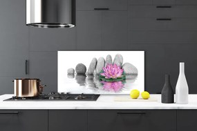 Panel Szklany do Kuchni Balans Natury: Kwiat i Skała