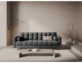 Ciemnoszara aksamitna rozkładana sofa ze schowkiem 222 cm Bali – Cosmopolitan Design