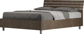 Łóżko wyposażone w stelaż z listwami z pojemnikiem 140x190 Nachylony zagłówek z listwami orzech Ankel
