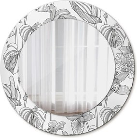 Lustro dekoracyjne okrągłe Kwiatowy wzór