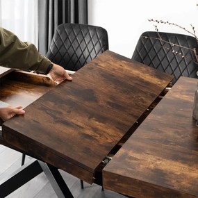 Stół Prostokątny Rozkładany HAMPTON 160-240 cm Dąb Rustykalny/Czarny do Jadalni Nowoczesny Loft