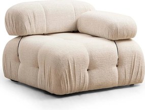 Elegancki fotel 1-osobowy, kolor kremowy, 95x95x75 cm | Konstrukcja z drewna bukowego i płyty wiórowej, 100% poliester, zdejmowane oparcie i podłokietniki | Idealny