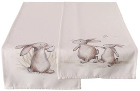 Bieżnik wielkanocny ze wzorem króliczków KNUFFI, 140 x 40 cm