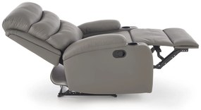 Fotel do salonu wypoczynkowy popielaty, rozkładany eco skóra PERUS