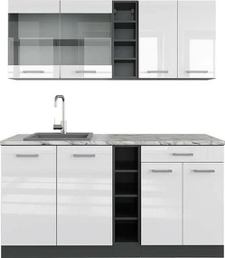 Pojedyncza kuchnia biały wysoki połysk/antracyt 160x60x81.6 r-line