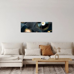 Obraz - Złote kółka (z zegarem) (90x30 cm)