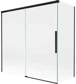 Mexen Rox parawan nawannowy 2-skrzydłowy rozsuwany 160 + 70 x 150 cm, transparent, czarny - 8C9-160-070-70-00