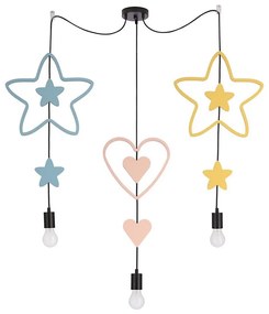 Dziecięcy żyrandol na przewodzie TRIO 3xE27/20W/230V niebieski/różowy/żółty