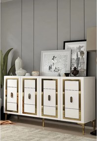 Komoda MDF – 150 cm x 75 cm x 35 cm – biało-złota