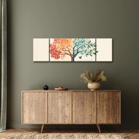 Obraz – Podwójne drzewo z motylem (170x50 cm)