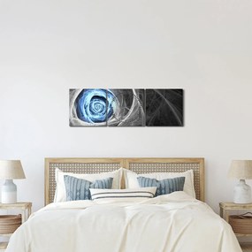 Obraz - Abstrakcyjny niebieski róż (z zegarem) (90x30 cm)
