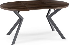 Zestaw Stół Okrągły Rozkładany LUKAS 100-250 cm Orzech/Czarny i 4 Krzesła Tapicerowane PERU Czarne Welurowe