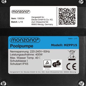 Monzana Filtr piaskowy do basenu AQUA 9 960 l/h, niebieska