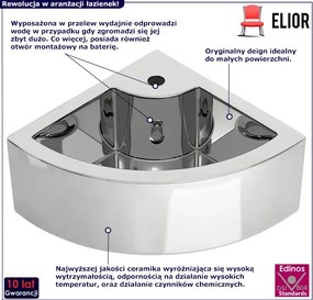 Srebrna narożna umywalka nablatowa F7-L04