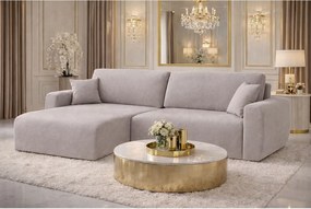 Narożnik z funkcją spania i pojemnikiem Ariel L, tkanina welurowa Salvador, Szary, Lewy