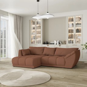 Masseno Narożnik ORENTI z funkcją spania i pojemnikiem na pościel Narozniki L, Rozkładana sofa - Miedziany, QUELLE 54