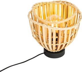 Orientalna lampa stołowa czarna z naturalnym bambusem - Pua