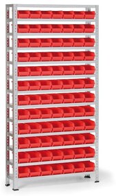Regał z plastikowymi pojemnikami BASIC, 1730 x 850 x 300 mm, 84x pojemnik typu A