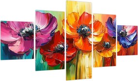 Obraz - Pięć kolorowych kwiatów (125x70 cm)